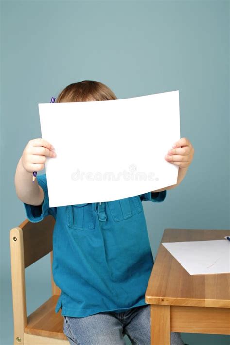 preschool child showing art blank page stock image image  education