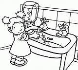 Washing Coloring Hand Pages Hands Drawing Sink Hygiene Kids Child Printable Color Handwashing Sketch Print Popular sketch template