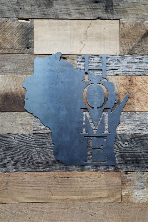 wisconsin home sign rustic home decor metal wisconsin sign etsy
