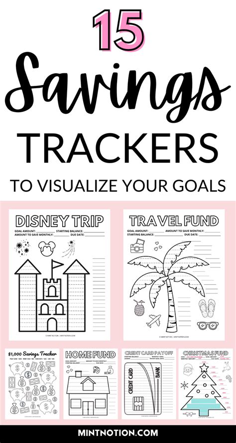 savings tracker printables  visualize  progress savings tracker budgeting worksheets