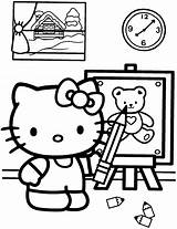 Kitty Hello Coloring Pages Drawing sketch template