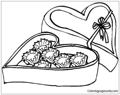 candy box valentines day coloring page  printable coloring pages