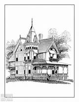 Homes Vintage Book Coloring Adult Victorian Houses Beautiful Books Clickamericana sketch template