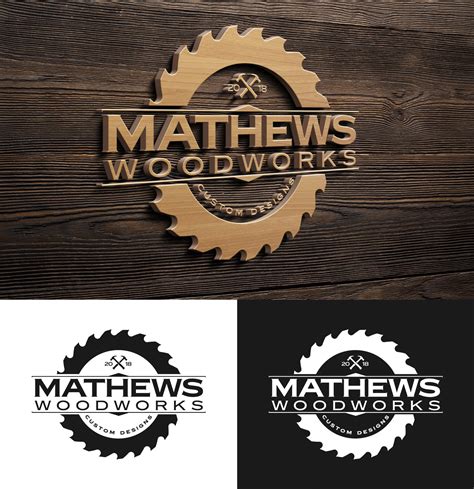 bold conservative woodworking logo design  mathews woodworks