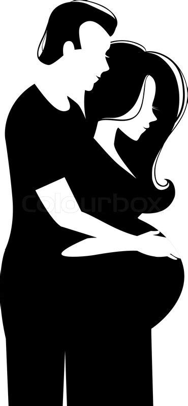 Silhouette Of Couple Pregnant Woman Stock Vector