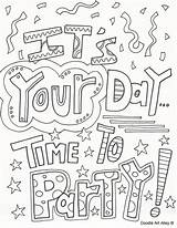 Birthday Coloring Pages Happy Cards Doodle Alley Printable Party Adult Color Quote Card Celebration Celebrate Choose Colouring Time Board Birthdays sketch template