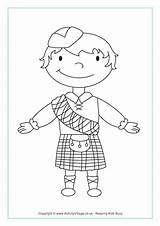 Coloring Pages Scottish Colouring Boy St Kilt Girl Scotland Andrews Terrier Andrew Haggis Template Standing Color Printable Getcolorings Map Burns sketch template