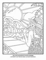 Coloring Pages Summer Jade Paradise Adults Cute Island Adult Books Mandala Little sketch template
