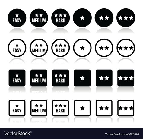 easy medium hard level  stars icons set vector image