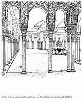 Alhambra Colorear Alambra Leones sketch template