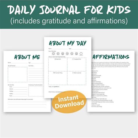 daily journal  kids elementary school resource homeschool etsy