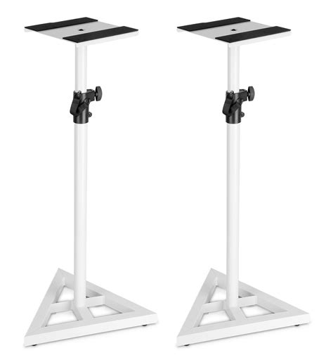 pair technical pro white studio monitor speaker stands  adjustable