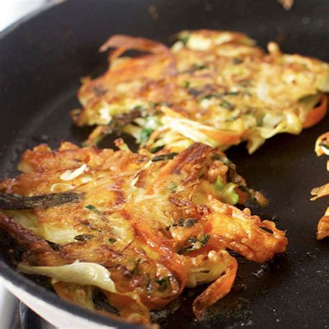 Japanese Vegetable Pancakes With Cabbage Kale And