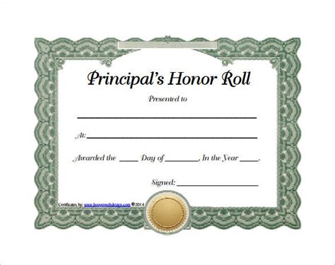 printable honar roll certificate