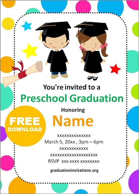 printable preschool graduation invitations templates graduat