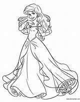 Ariel Coloring Pages Mermaid Little Dress Disneyclips Wearing sketch template