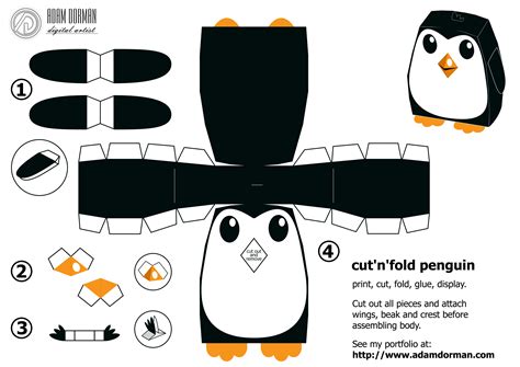 cutnfold  penguin model papercraft adam dorman digital artist