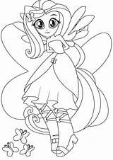 Pony Equestria Coloring Little Girls Fluttershy Pages Printable sketch template