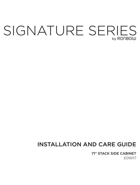 ronbow signature series installation  care manual   manualslib