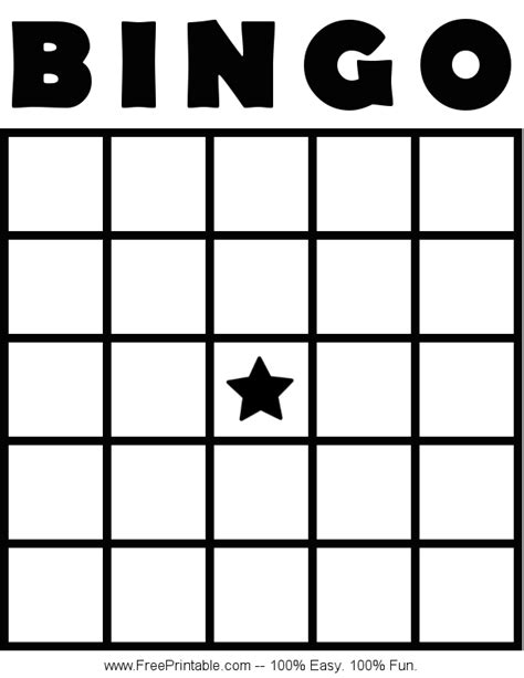 bingo board blank template