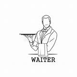 Waiter Cameriere Vettore sketch template