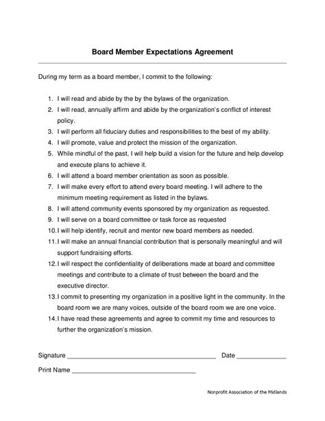 board member agreement template