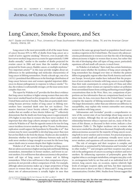 Pdf Lung Cancer Smoke Exposure And Sex