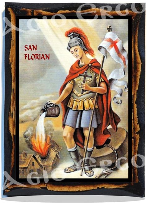 saint florian christian catholic handmade wood icon  plaque etsy