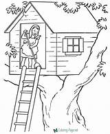 House Coloring Pages Tree sketch template
