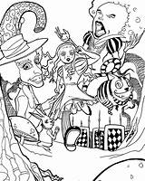 Alice Wonderland Coloring Pages Printable Kids Mad Adult Hatter Movie Trippy Colouring Drawings Sheets Printables Color Books Anime Cartoon Movies sketch template