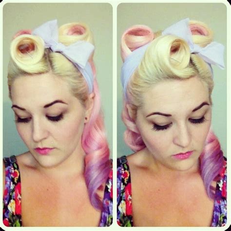 Vintage Hair Half Up Victory Rolls Scarf Bow Pinup