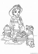 Firefighter Coloring Pages Coloring4free Dalmatian Girl Printable Cute Fire sketch template