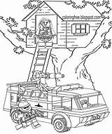 Lego Printable Coloring Pages City Fire Clipart House Service Colouring Rescue Tree Truck Station Fireman Kids Emergence Color Activities Play sketch template