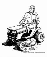 Lawn Coloring Pages Farm Mower Tractor Riding Drawing Mowing Equipment Clipart Cartoon Mowers Cliparts Farmer Repair Man Clip Colouring Cartoons sketch template