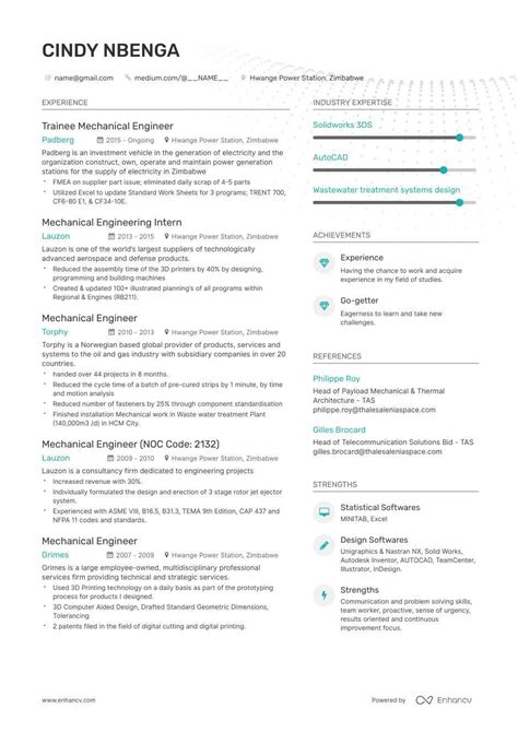 mechanical design engineer resume    enhancvcom