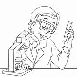 Coloring Pages Chemistry Scientist Illustrations Cartoon Vector Clip sketch template