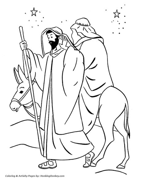 religious christmas bible coloring pages joseph  mary coloring