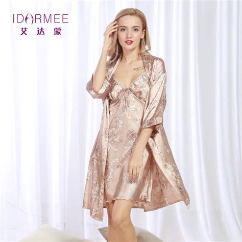 idarmee s1022 brand upscale sexy lingerie women robe gown sets print