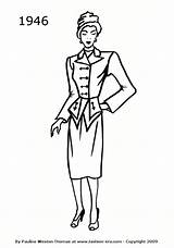 Fashion 1946 Silhouettes 1940 Suit 1940s Drawings 1953 Drawing History Silhouette Costume Suits Era Line Peplum Choose Board sketch template