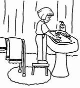 Coloring Wash Hygiene Hands Washing Drawing Pages Hand Personal Sleep Before Kids Getdrawings Sink Drawings sketch template