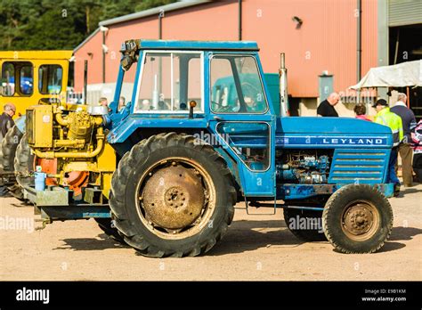 blue leyland  tractor  compressor monunted  rear stock photo