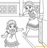 Pages Elsa Anna Playing Coloring Together Online Ariel Play Color Coloringpagesonly sketch template