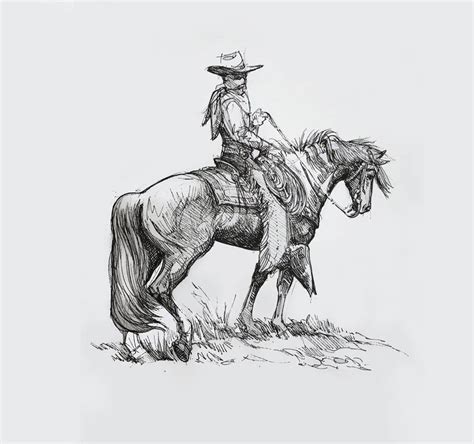 cowboy  horseback drawing kereen blogreactions