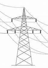 Drawing Power Line Electric Electricity Clipart Tower Electrical Transmission Transformer Svg Pole Overhead Lines Angle Cliparts Wires Cable Triangle Clip sketch template