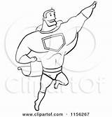 Super Flying Hero Strong Cartoon Coloring Guy Clipart Superhero Drawing Thoman Cory Outlined Vector Cartoons Template Royalty 2021 Clipartof sketch template
