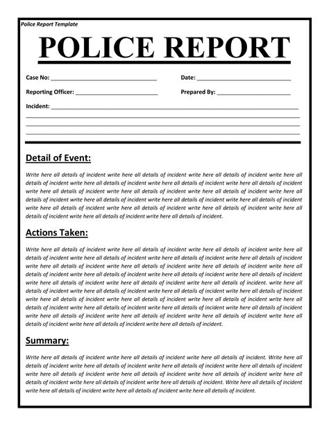 police report template examples fake real templatelab