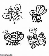 Coloring Pages Insects Animals Flying Kids Insect Bugs Sheets Four Printable Color Sheet Clipart Cute Tegninger Site Coloringpages Preschool sketch template