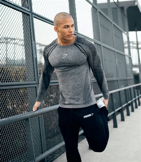 devant seamless long sleeve t shirt black gymshark with images