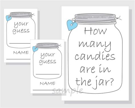 printable candy jar guessing game template  printable candy