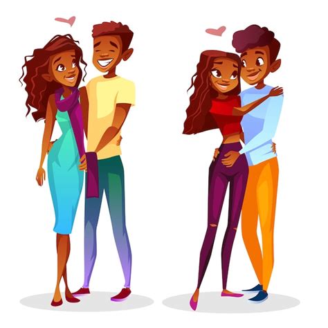 Free Vector Black Couple In Love Illustration Of Young Afro American